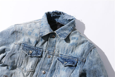 Patchwork Cotton Padded Men's Jacket 2019 Winter Thick Style Ripped Denim Coats Men Green Black