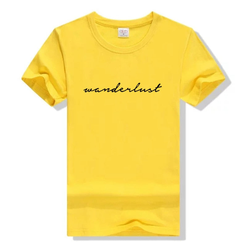 Wanderlust Shirt Cursive Shirt Travel Shirt Road Trip Aesthetic Tumblr T-shirt Cute Graphic Tee Adventure fashion Female tshirts