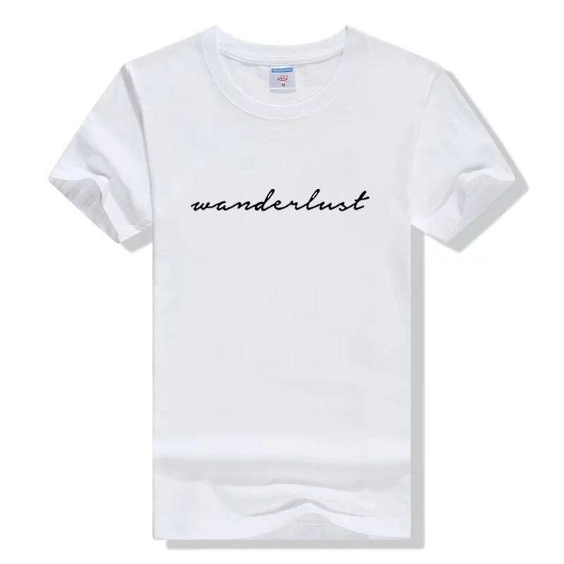 Wanderlust Shirt Cursive Shirt Travel Shirt Road Trip Aesthetic Tumblr T-shirt Cute Graphic Tee Adventure fashion Female tshirts