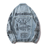 Embroidery Jean Jackets Turn-down Collar Men Street Hip Hop Jackets Casual Denim Jackets For Man
