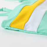 Sling Bandeau Bikini Set Women High Waist Bathing Suit Swimsuit Stripe Beachwear Splice Swimwear Female Bikinis 2020 Mujer