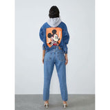 MickeyHooded Jackets 2019 Design Women Causal Jean Coat Zipper Lightweight Jackets Bomber Famale Pockets Denim Jacket