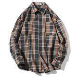 Flannel Striped Shirt Men Long Sleeve Vintage Shirts Men Plaid Streetwear Fashions Casual Spring Autumn Harajuku Shirts