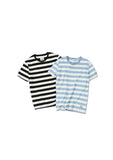  Men T shirt Fashion O-neck Short-sleeved Slim Fit Blue Striped T-SHIRT Man Top Tee