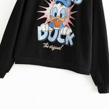 Donald Duck Streetwear Cartoon Black Women Green Sweatshirt 2019 Oversized Hoodie Long Sleeve Knitted Casual  Clothes