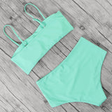 Sling Bandeau Bikini Set Women High Waist Bathing Suit Swimsuit Stripe Beachwear Splice Swimwear Female Bikinis 2020 Mujer