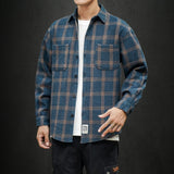 Flannel Striped Shirt Men Long Sleeve Vintage Shirts Men Plaid Streetwear Fashions Casual Spring Autumn Harajuku Shirts