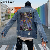 Denim Jackets Boys Ripped Holes Men's Jackets Coats  Vintage Streetwear Jean Jackets Male