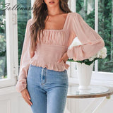 Streetwear Autumn Crop Tops Blouse Female High Waist Twist Ruffle Winter Blouses Women 2019 Chic Shirts Top Plus Size