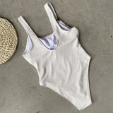2020 New Knitted One Piece Swimsuit Female Swimwear Women Monokini Swimsuit Solid Bathing Suits Summer Beach Wear Swimming Suit
