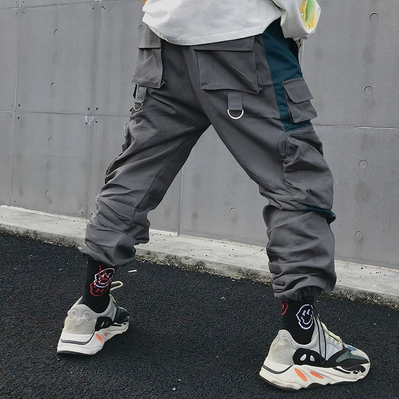 Boys Multiple Pockets Cargo Pants Men Streetwear Hip Hop Pants Jogging Pants