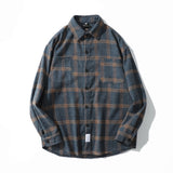 Flannel Striped Shirt Men Long Sleeve Vintage Shirts Men Plaid Streetwear Fashions Casual Spring Autumn Harajuku Shirts