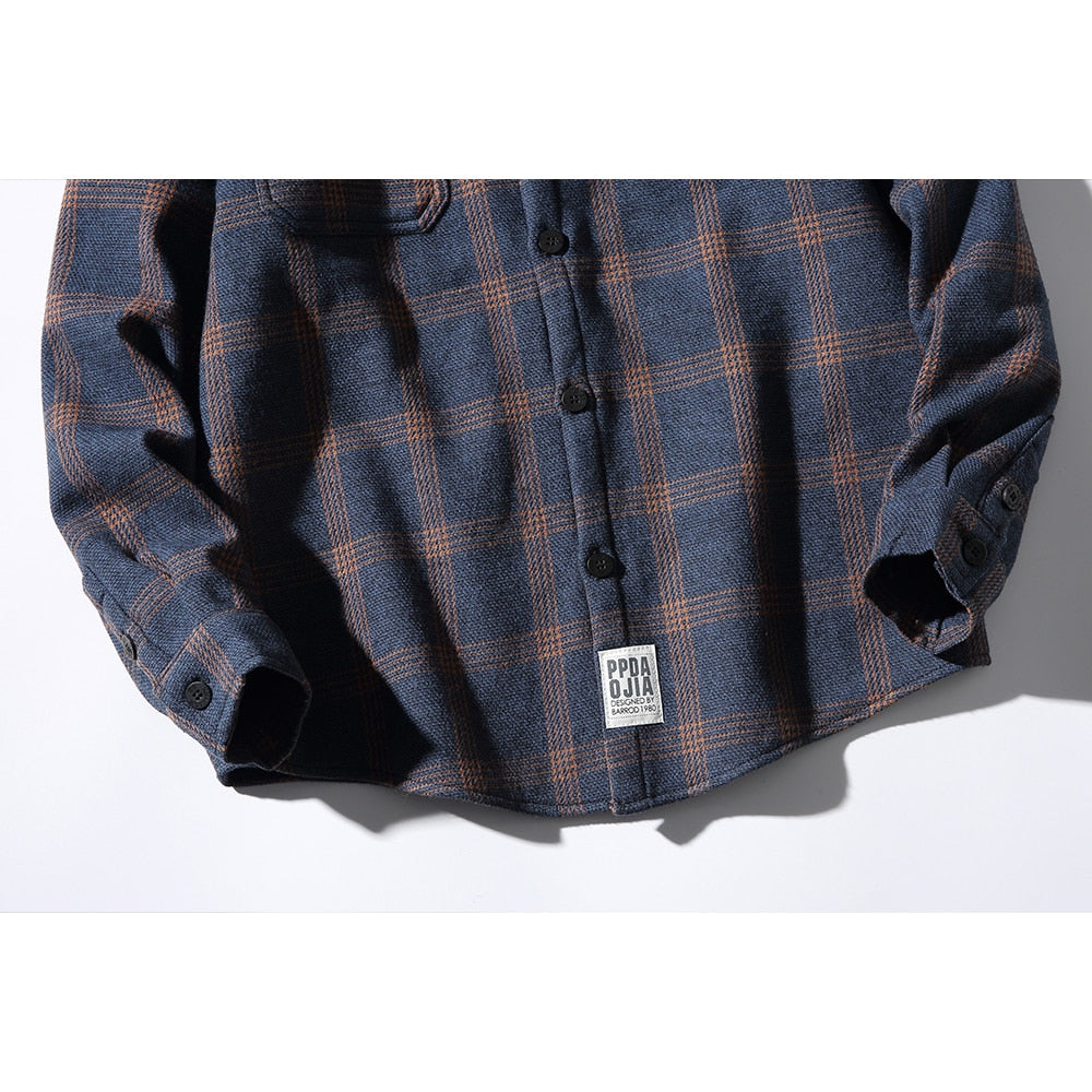 Flannel Striped Shirt Men Long Sleeve Vintage Shirts Men Plaid Streetwear Fashions Casual Spring Autumn Harajuku Shirts