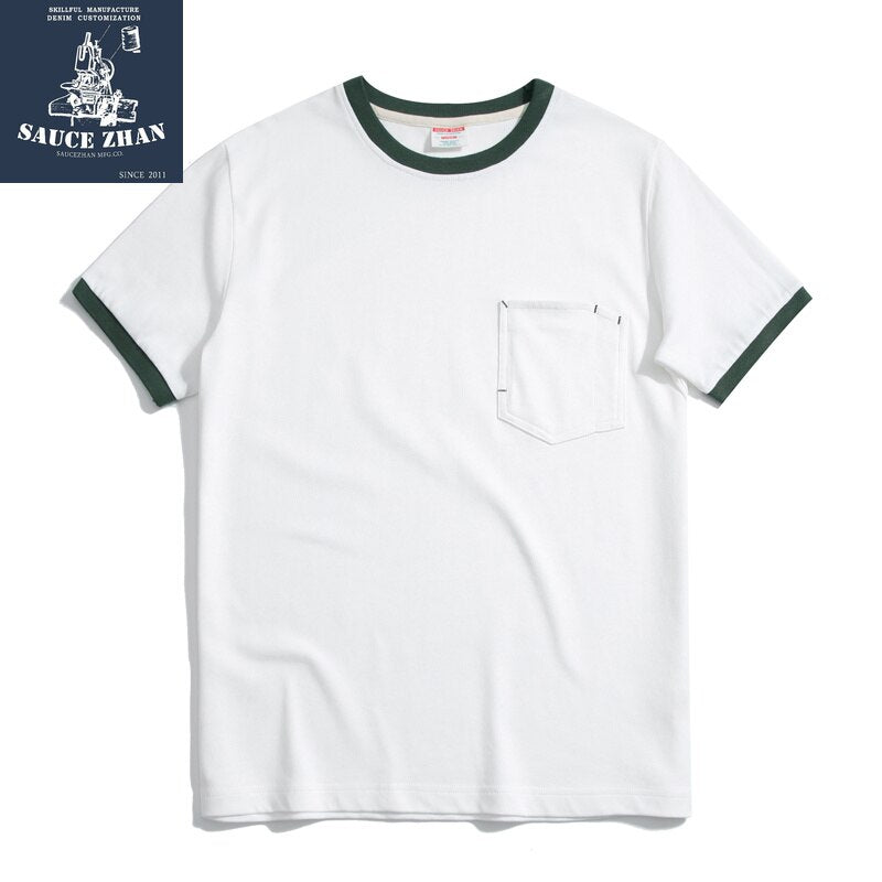  Tee 3-color Short Summer T-shirt Male 100% Cotton T Shirt Short O-neck Reinforced Tshirt 320g