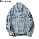 Embroidery Jean Jackets Turn-down Collar Men Street Hip Hop Jackets Casual Denim Jackets For Man
