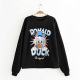 Donald Duck Streetwear Cartoon Black Women Green Sweatshirt 2019 Oversized Hoodie Long Sleeve Knitted Casual  Clothes