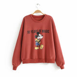 Mickey Streetwear Cartoon White Women Red Sweatshirt 2019 New Comic Oversized Hoodie Long Sleeve Knitted Casual Clothes