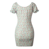 Off Shoulder Women Floral Print Dress Mini Sexy Sheath Short Sleeve Casual Boho Wrap Bodycon Beach Summer Dress