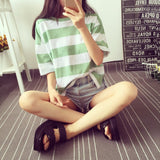 T Shirt Women Tshirt stripe Free Shipping Vintage New Summer 2019 Stripe T-With Short Sleeves Vestidos Ropa Mujer T047