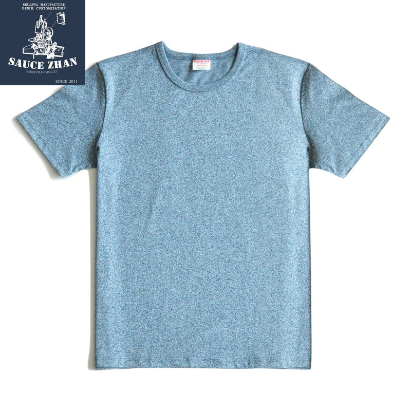  Three Needles Strengthen COLORED SPUN YARN T Shirt  Summer Men's Cotton Short Sleeve Pepper Salt T-shirt