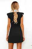 2019 New Arrival Women Summer Ruffle Dress Sleeve Waist Tightening Mini Dress Beach Party with Button
