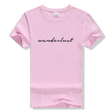 Wanderlust Shirt Cursive Shirt Travel Shirt Road Trip Aesthetic Tumblr T-shirt Cute Graphic Tee Adventure fashion Female tshirts