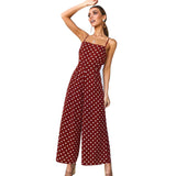 Jumpsuit Women Fashion 2019 Summer New Hot Sale Wave Point Strap Casual Jumpsuit Women's Clothing Wide Leg Pants Women's Suit