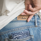 Men’s Washed Regular Straight Fit Jeans with Pocket Square Black Light Blue