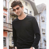 Spring Autumn Cotton T Shirt Men Basic  Long Sleeve O-Neck Casual Vintage Slim Solid FitnessT Shirt Homme Tops Male Ds50461