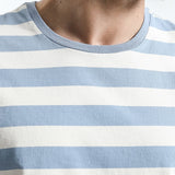  Men T shirt Fashion O-neck Short-sleeved Slim Fit Blue Striped T-SHIRT Man Top Tee
