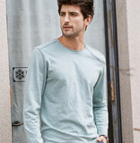 Spring Autumn Cotton T Shirt Men Basic  Long Sleeve O-Neck Casual Vintage Slim Solid FitnessT Shirt Homme Tops Male Ds50461