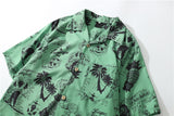 Skeleton Full Printed Retro Shirt Men 2019 Summer Street Men's Shirts Short Sleeved Shirts for Men Green White