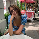  French Romance Retro Dresses Women Casual Floral Print Square Collar Dresses Ruffles Puff Sleeve Midi Dresses Lady 2019