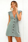 Summer Ruffle Mini Dress With Sleeve Waist