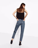 mom jeans women england high street cartoon cute mouse patchwork loose softener harem denim pants women plus size