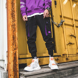 Boys Multi-pocket Harem Cargo Pants 2019 Men Streetwear Joggers Pants Hip Hop Casual Trousers Male Black Purple Pant WG04