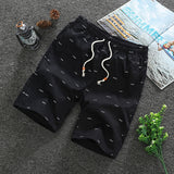  Cotton Casual Shorts Men Printed Elastic Waist Fashion Beach Shorts Thin Breathable Bermuda Slim Khaki Board Shorts XA604