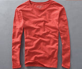 Spring Autumn Cotton T Shirt Men Basic  Long Sleeve O-Neck Casual Vintage Slim Solid FitnessT Shirt Homme Tops Male Ds50461