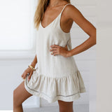 Fashion Summer Women Camis V-Neck Solid Sleeveless Casual Backless Butterfly Mini Dress Mar28 P38