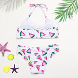 Women Watermelon Print Strap Swimwear Bandage Split Bikini Female Padded Bra Bathing Suit Swimsuit Monokini Plavky Biquini 2018