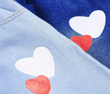new heart print loose harem Jeans Women's Elastic Waist pants women