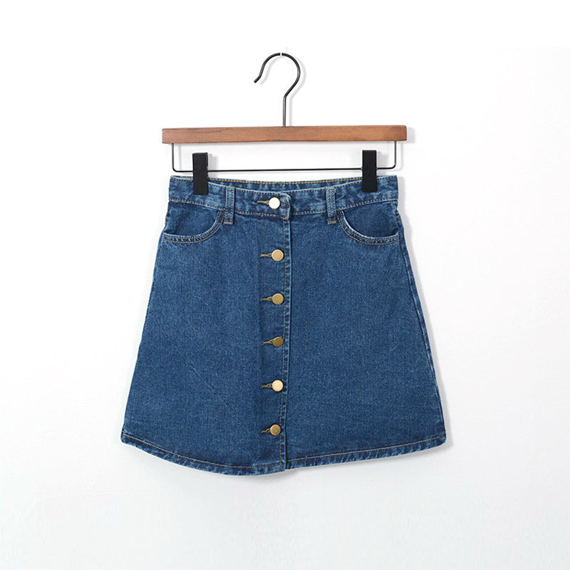 Summer Style New Fashion Short Jeans Skirt Women Faldas Mini Denim Skirts High Waist Single Breast A-Line Skirts
