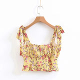 2019 Boho floral print crop tops women cropped feminino sleeveless sexy summer tops for women korean fashion clothes streetwear