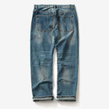 Men Casual Distressed Jeans Straight Loose Baggy Jeans Cowboy Hip Hop Pants Destroy Wash with Hole Retro Harem Jeans Trousers