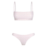 Dot Floral Print Brief Padded Bathing Suit Adjustable Strap Beach Swimming Wear Women Bikini Set