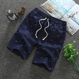  Cotton Casual Shorts Men Printed Elastic Waist Fashion Beach Shorts Thin Breathable Bermuda Slim Khaki Board Shorts XA604