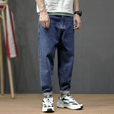 Summer Fashion Men Jeans Retro Blue Simple Loose Fit Harem Pants Streetwear Vintage Japanese Style Classical Taper Jeans Men