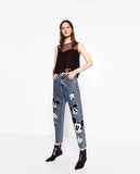 mom jeans women england high street cartoon cute mouse patchwork loose softener harem denim pants women plus size