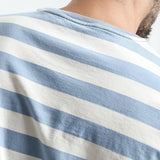  Men T shirt Fashion O-neck Short-sleeved Slim Fit Blue Striped T-SHIRT Man Top Tee