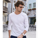 Spring Autumn Cotton T Shirt Men Basic  Long Sleeve O-Neck Casual Vintage Slim Solid FitnessT Shirt Homme Tops Male Ds50461